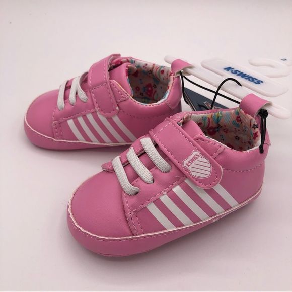K-Swiss Pink and White Striped Sneaker Baby Girls size 2 NWT 3-6 Month Soft Sole - Picture 5 of 10